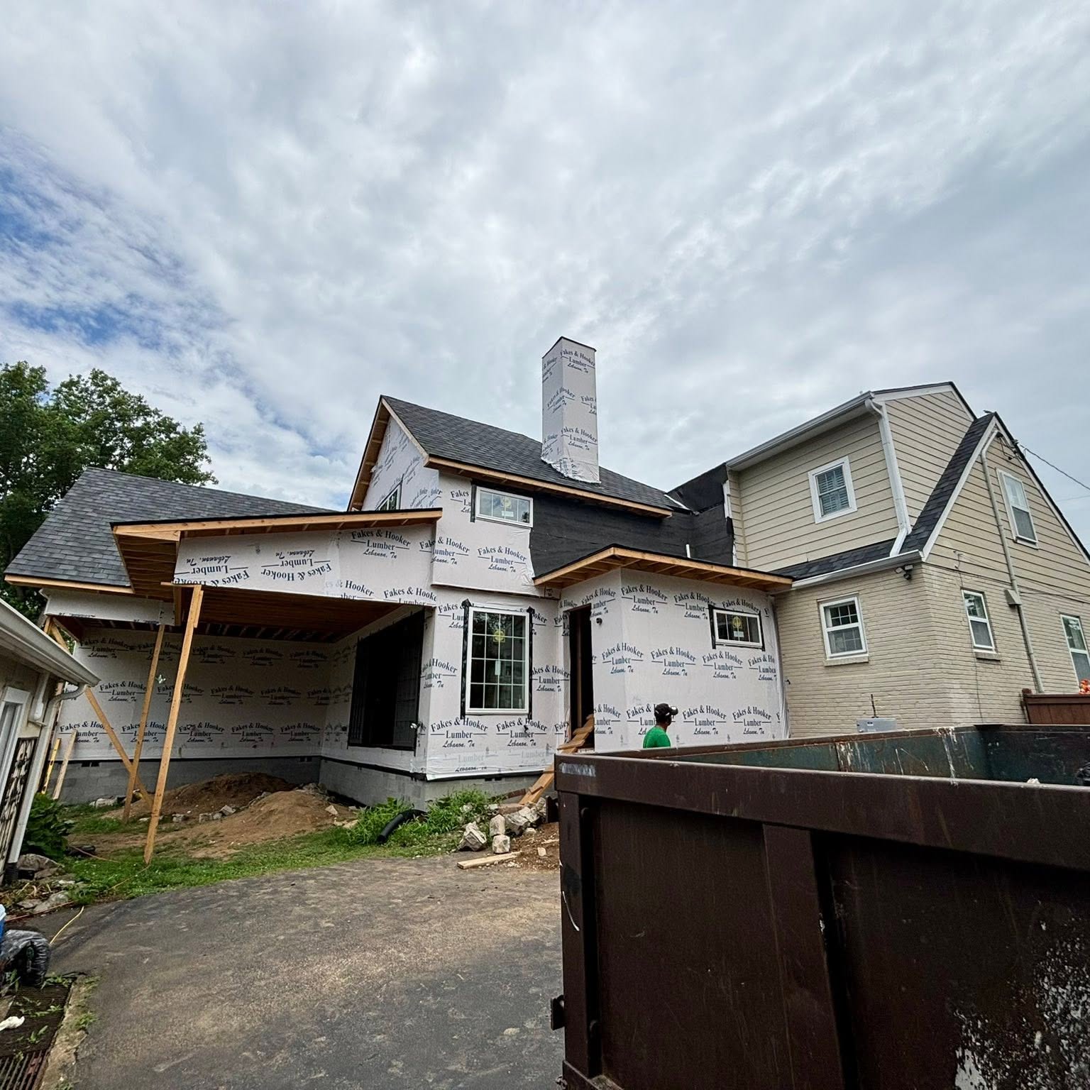 Home remodel with new framing and roofline